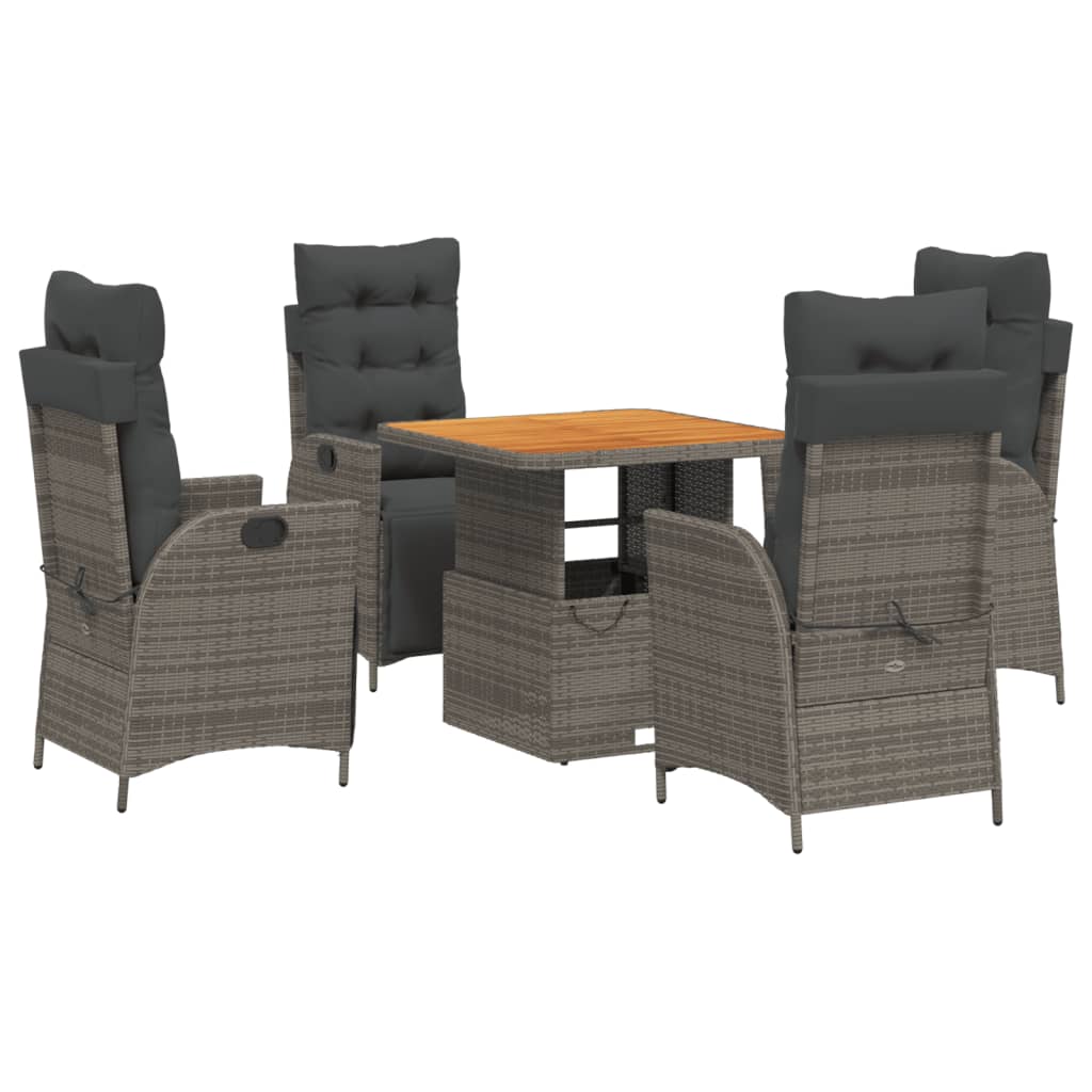 Set da Pranzo da Giardino 5 pz con Cuscini in Polyrattan Grigio 3277460