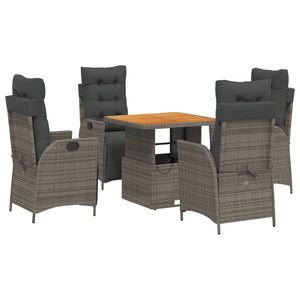 Set da Pranzo da Giardino 5 pz con Cuscini in Polyrattan Grigio 3277460