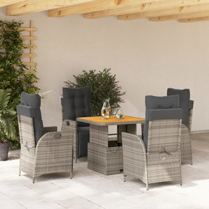 Set da Pranzo da Giardino 5 pz con Cuscini in Polyrattan Grigio 3277460