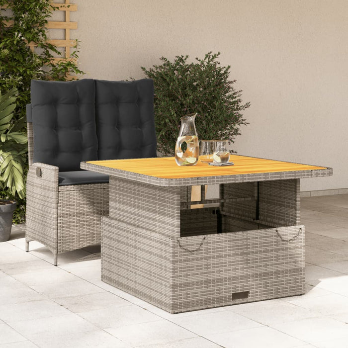 Set da Pranzo da Giardino 2 pz con Cuscini in Polyrattan Grigiocod mxl 114452