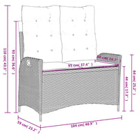 Set da Pranzo da Giardino 2 pz con Cuscini in Polyrattan Grigio 3277466