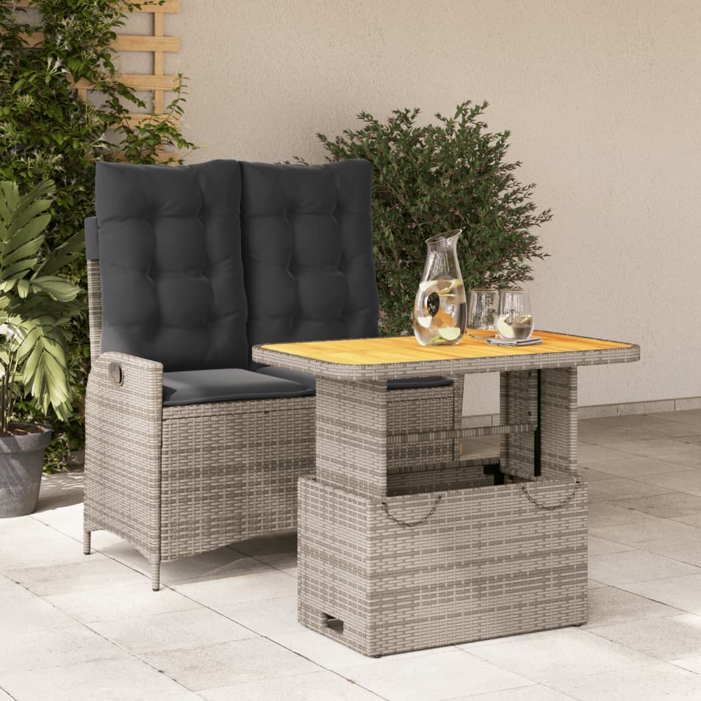 Set da Pranzo da Giardino 2 pz con Cuscini in Polyrattan Grigio 3277466