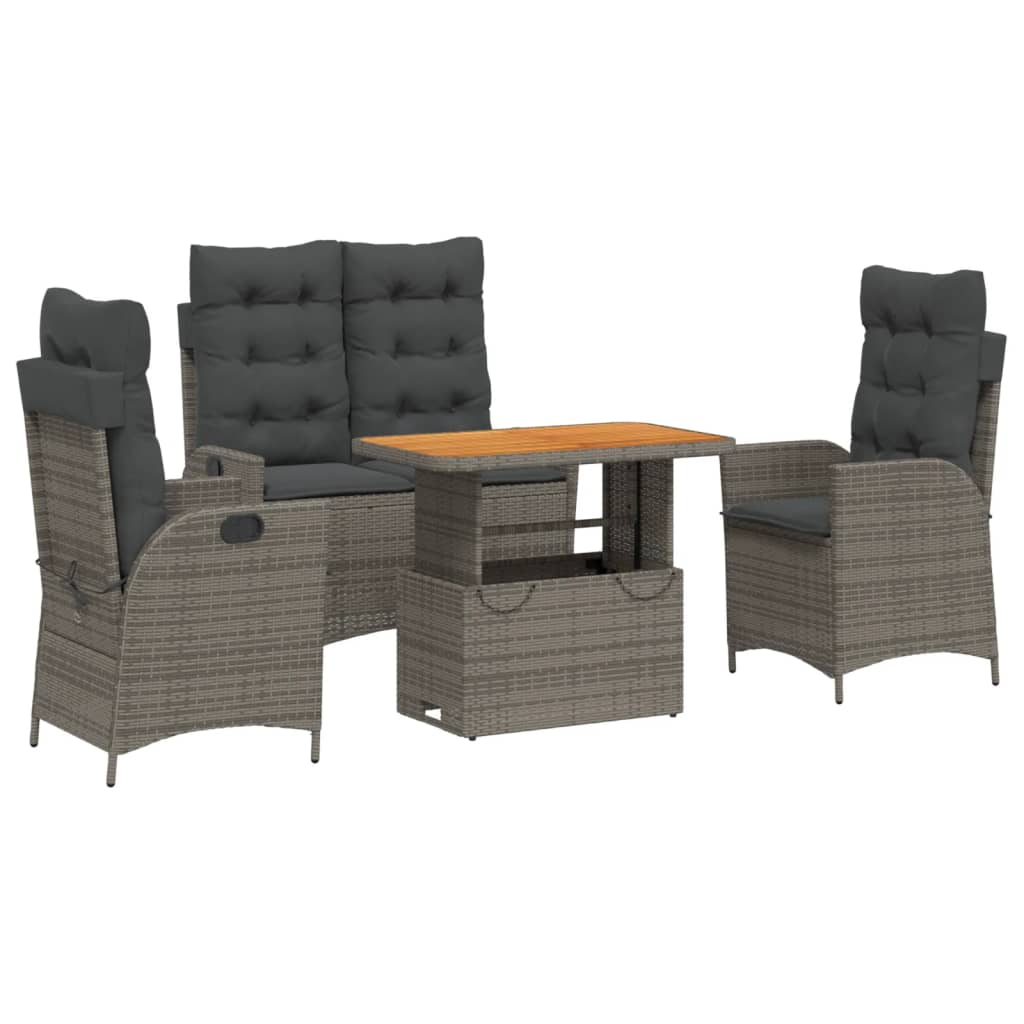 Set da Pranzo da Giardino 4 pz con Cuscini in Polyrattan Grigio 3277467