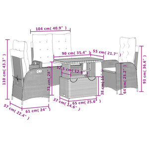 Set da Pranzo da Giardino 4 pz con Cuscini in Polyrattan Grigio 3277467