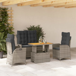 Set da Pranzo da Giardino 4 pz con Cuscini in Polyrattan Grigio 3277467