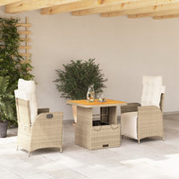 Set da Pranzo da Giardino 3 pz con Cuscini Beige in Polyrattan 3277471