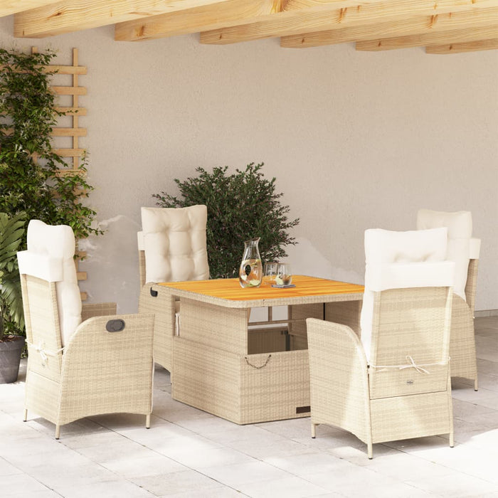 Set da Pranzo da Giardino 5 pz con Cuscini Beige in Polyrattan 3277474