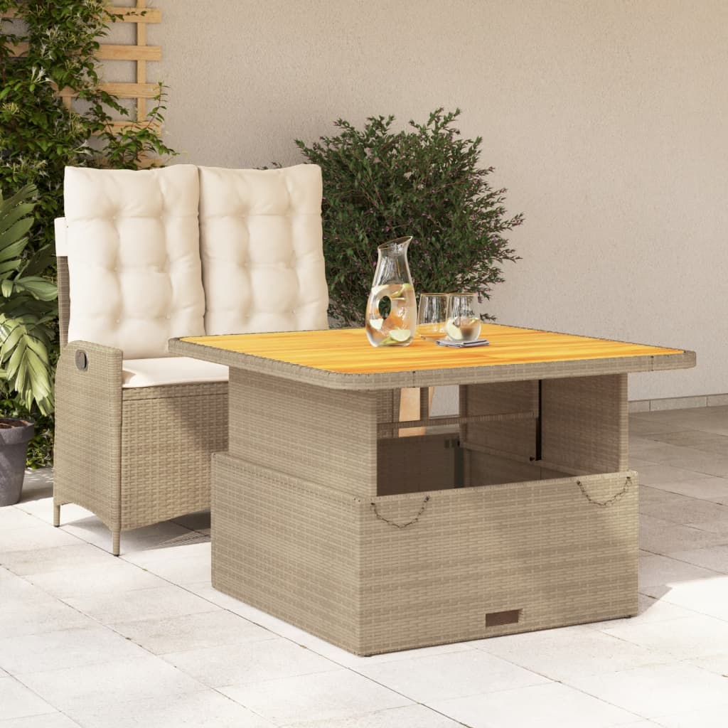 Set da Pranzo da Giardino 2 pz con Cuscini Beige in Polyrattan 3277475