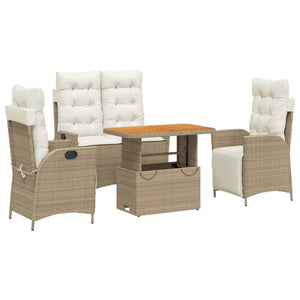 Set da Pranzo da Giardino 4 pz con Cuscini Beige in Polyrattan 3277480