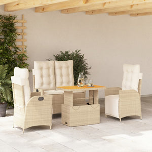 Set da Pranzo da Giardino 4 pz con Cuscini Beige in Polyrattan 3277480