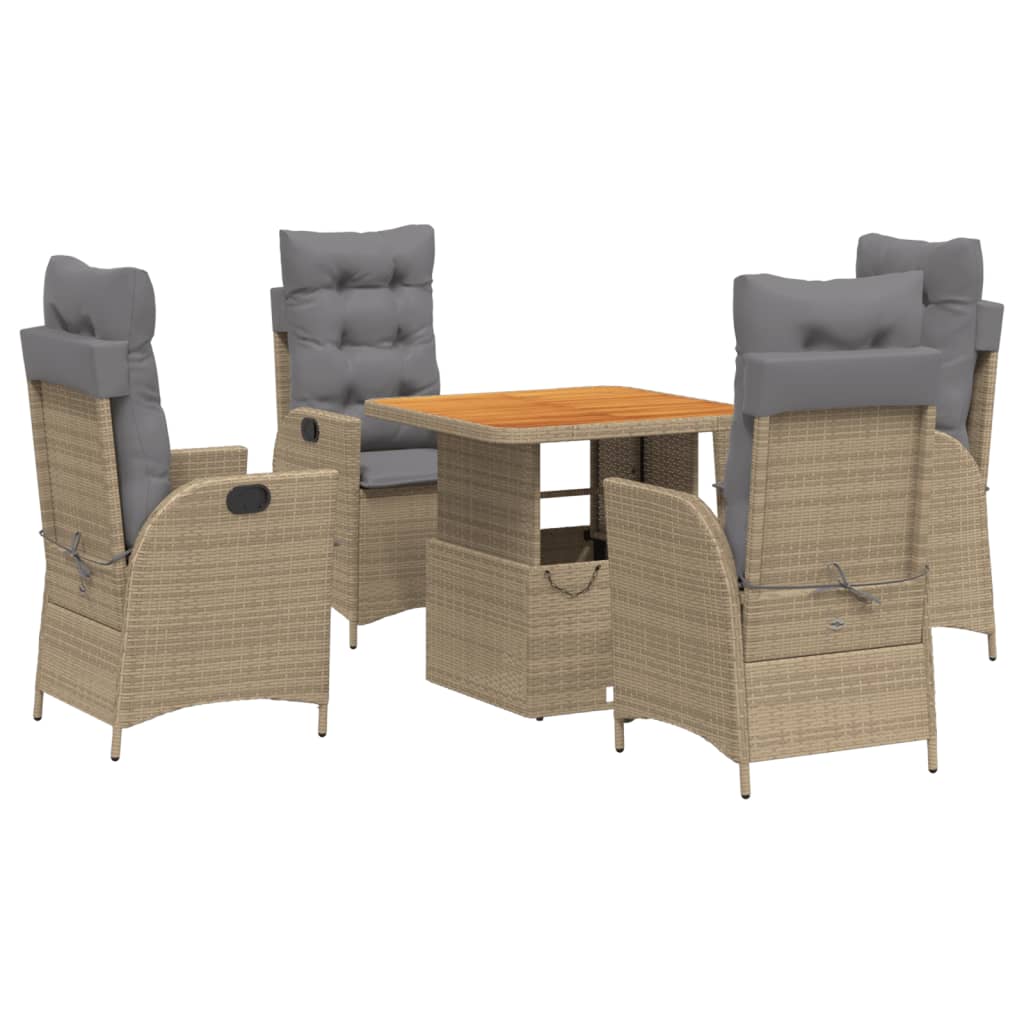 Set da Pranzo da Giardino 5 pz con Cuscini Beige in Polyrattan 3277482