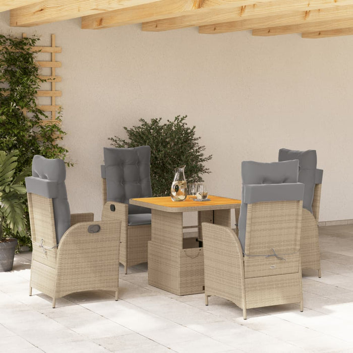 Set da Pranzo da Giardino 5 pz con Cuscini Beige in Polyrattan 3277482