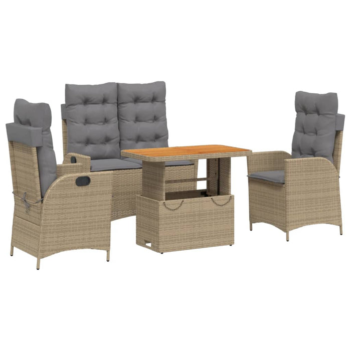 Set da Pranzo da Giardino 4 pz con Cuscini Beige in Polyrattan 3277491