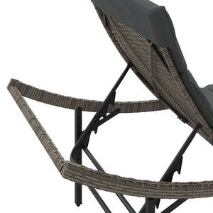 Lettini Prendisole 2 pz con Cuscini Grigio in Polyrattan 3277303