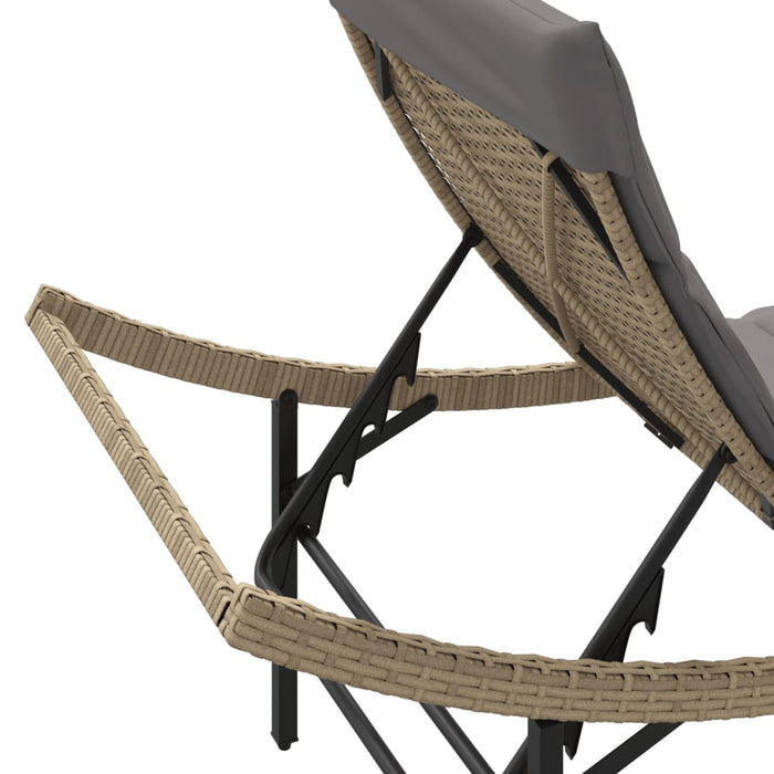 Lettini Prendisole 2 pz con Cuscini Beige in Polyrattan 3277305