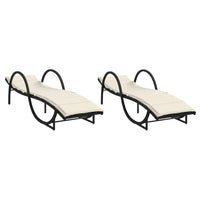 Lettini Prendisole 2 pz con Cuscini Neri in Polyrattan 3277307