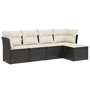 Set Divani da Giardino 5 pz con Cuscini in Polyrattan Nero 3263132