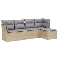 Set Divano da Giardino 5 pz con Cuscini Beige Misto Polyrattancod mxl 113675