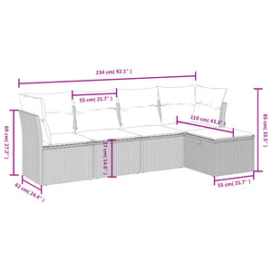 Set Divano da Giardino 5 pz con Cuscini Beige Misto Polyrattancod mxl 113675