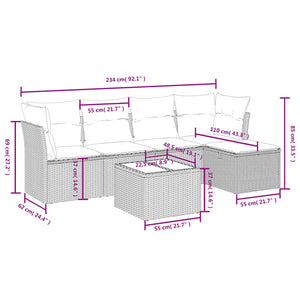 Set Divano da Giardino 6 pz con Cuscini Nero in Polyrattan 3263141