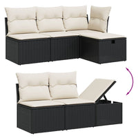 Set Divano da Giardino 6 pz con Cuscini Nero in Polyrattan 3263142