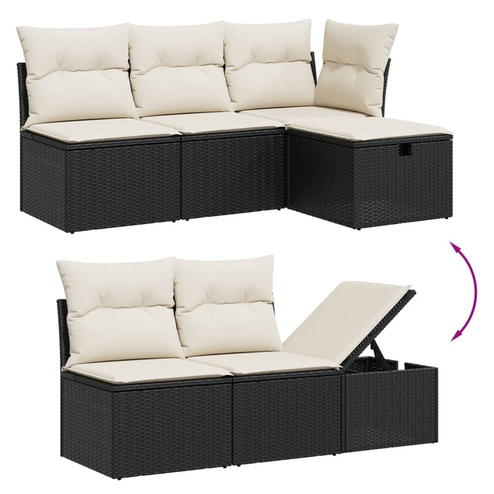 Set Divano da Giardino 6 pz con Cuscini Nero in Polyrattan 3263142