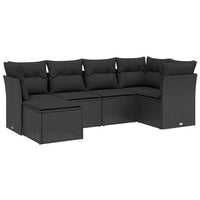 Set Divano da Giardino 6 pz con Cuscini Nero in Polyrattan 3263171