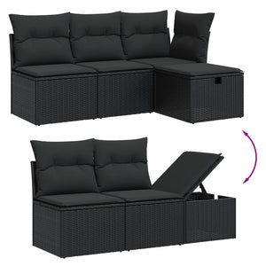 Set Divano da Giardino 6 pz con Cuscini Nero in Polyrattan 3263171