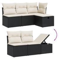 Set Divano da Giardino 6 pz con Cuscini Nero in Polyrattan 3263172