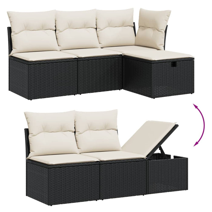 Set Divano da Giardino 6 pz con Cuscini Nero in Polyrattan 3263172