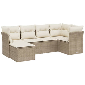 Set Divano da Giardino 6 pz con Cuscini Beige in Polyrattan 3263174