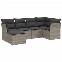 Set Divano da Giardino 6 pz con Cuscini Grigio in Polyrattan 3263176