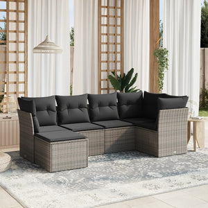 Set Divano da Giardino 6 pz con Cuscini Grigio in Polyrattan 3263176