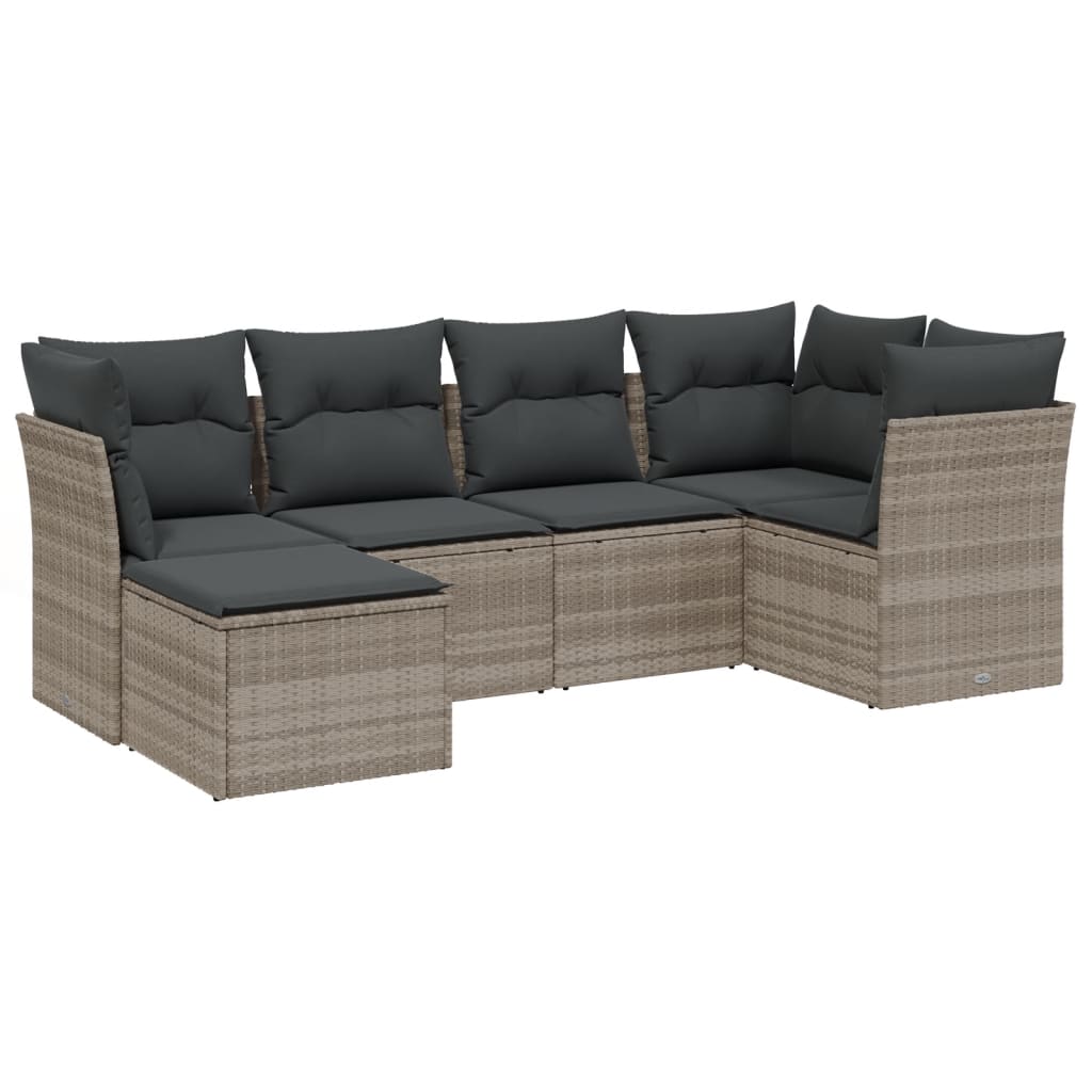 Set Divano da Giardino 6pz con Cuscini Grigio Chiaro Polyrattan 3263178