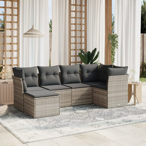 Set Divano da Giardino 6pz con Cuscini Grigio Chiaro Polyrattan 3263178