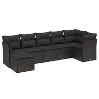 Set Divani da Giardino con Cuscini 7pz Nero Polyrattan 3263191