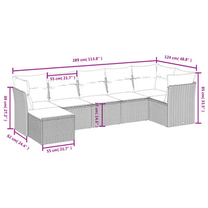 Set Divano da Giardino 7 pz con Cuscini Beige Misto Polyrattan 3263195