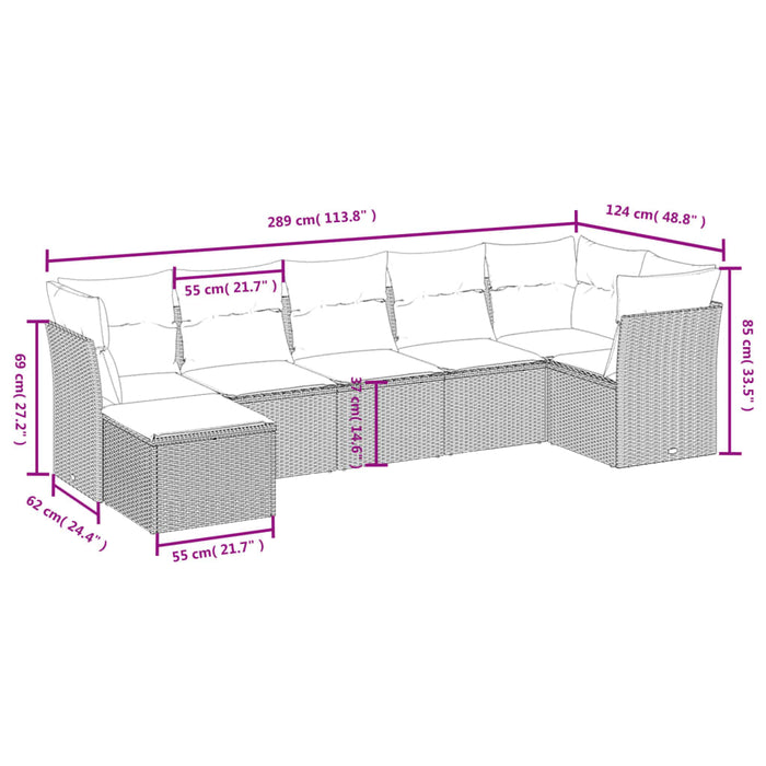 Set Divano da Giardino 7 pz con Cuscini Beige Misto Polyrattancod mxl 92996