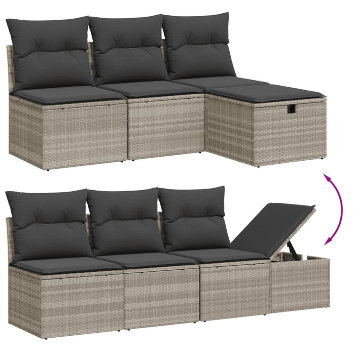 Set Divani da Giardino 7pz con Cuscini Grigio Chiaro Polyrattan 3263198