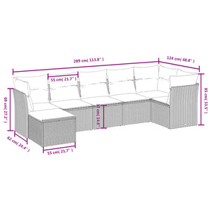 Set Divani da Giardino 7pz con Cuscini Grigio Chiaro Polyrattan 3263198