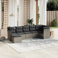 Set Divani da Giardino 7pz con Cuscini Grigio Chiaro Polyrattan 3263198