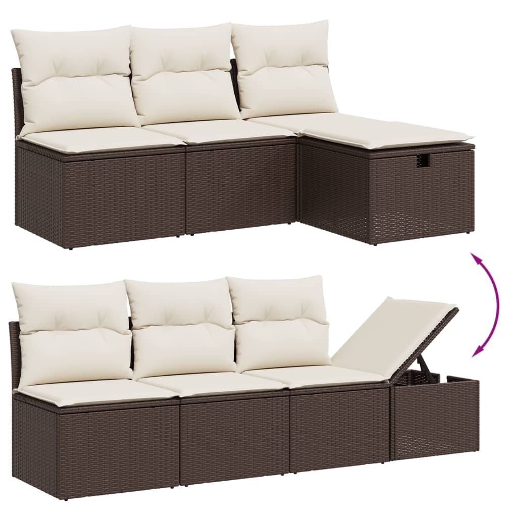 Set Divani da Giardino 7 pz con Cuscini Marrone in Polyrattan 3263199