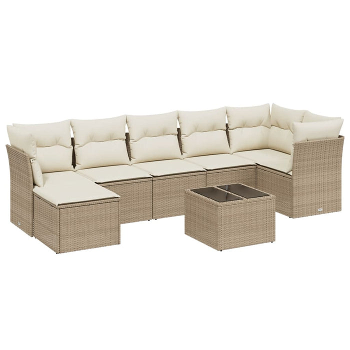 Set Divano da Giardino 8 pz con Cuscini Beige in Polyrattancod mxl 113677