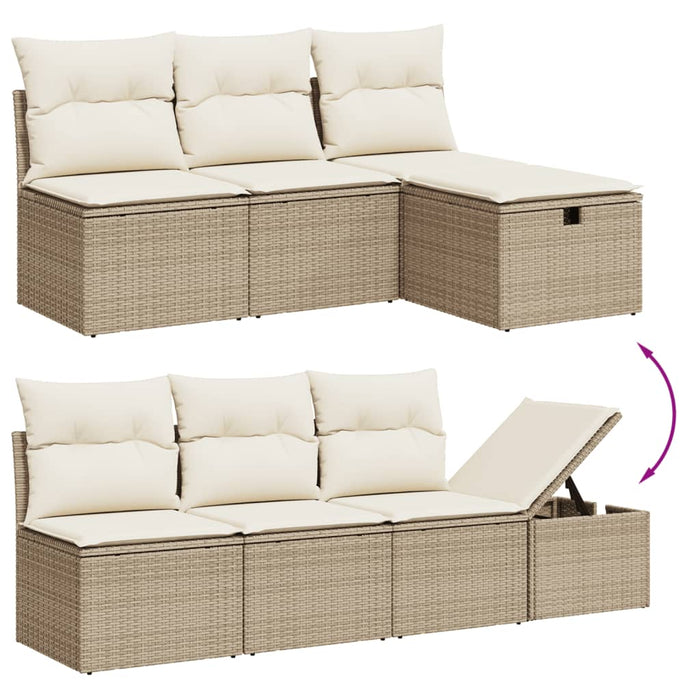 Set Divano da Giardino 8 pz con Cuscini Beige in Polyrattan 3263204