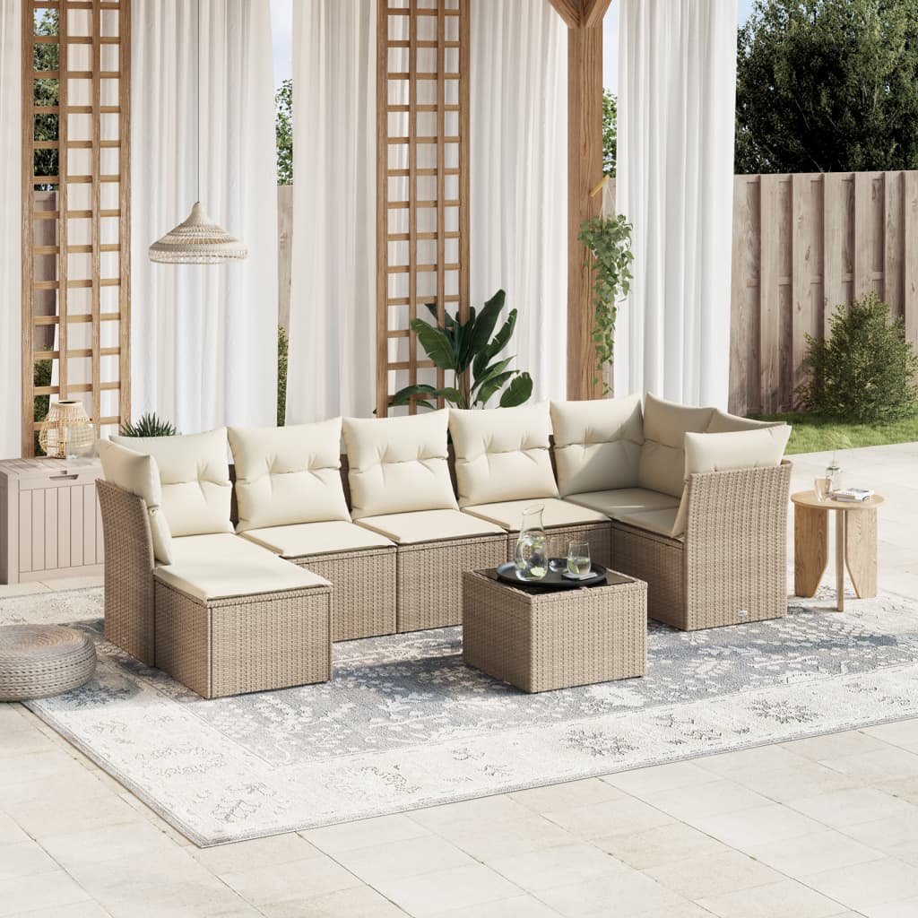 Set Divano da Giardino 8 pz con Cuscini Beige in Polyrattancod mxl 113677