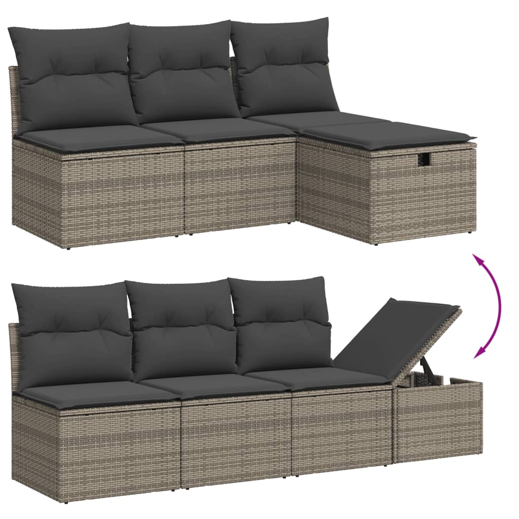 Set Divano da Giardino 8 pz con Cuscini Grigio in Polyrattan 3263206