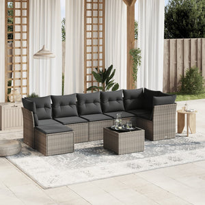 Set Divano da Giardino 8 pz con Cuscini Grigio in Polyrattan 3263206