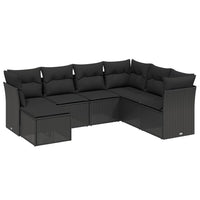 Set Divani da Giardino con Cuscini 7pz Nero Polyrattancod mxl 89676