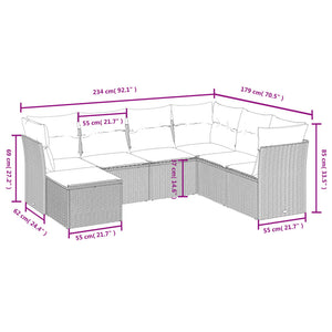 Set Divani da Giardino con Cuscini 7pz Nero Polyrattancod mxl 89676