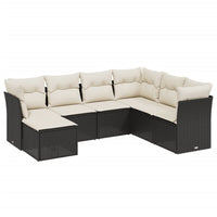 Set Divani da Giardino con Cuscini 7pz Nero Polyrattan 3263212